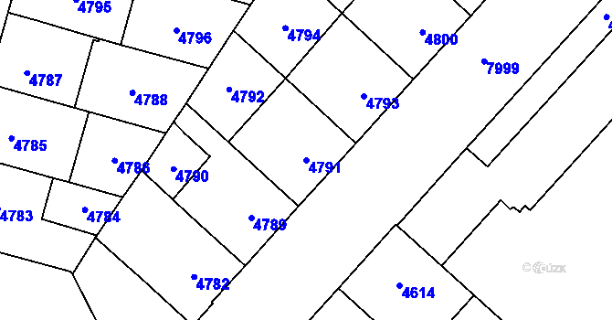 Parcela st. 4791 v KÚ Prostějov, Katastrální mapa