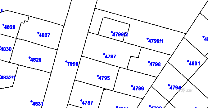 Parcela st. 4797 v KÚ Prostějov, Katastrální mapa