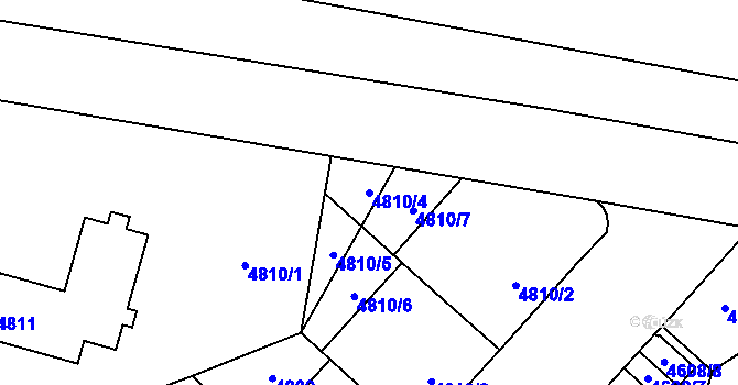 Parcela st. 4810/4 v KÚ Prostějov, Katastrální mapa