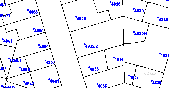 Parcela st. 4832/2 v KÚ Prostějov, Katastrální mapa
