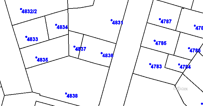 Parcela st. 4836 v KÚ Prostějov, Katastrální mapa