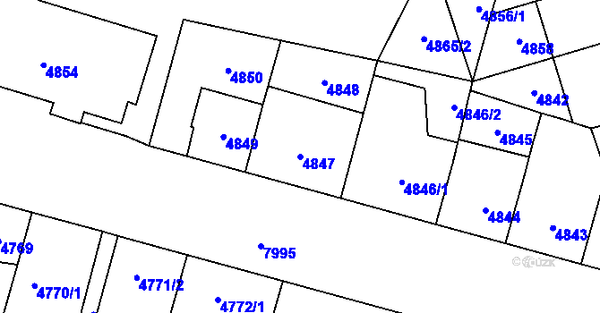 Parcela st. 4847 v KÚ Prostějov, Katastrální mapa