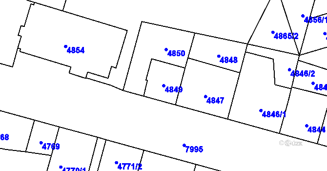 Parcela st. 4849 v KÚ Prostějov, Katastrální mapa