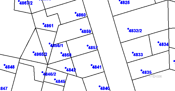 Parcela st. 4857 v KÚ Prostějov, Katastrální mapa