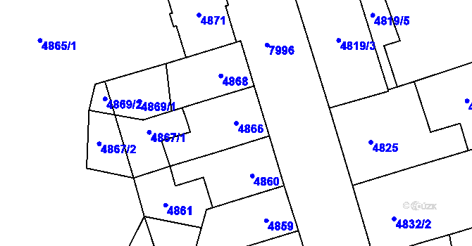 Parcela st. 4866 v KÚ Prostějov, Katastrální mapa