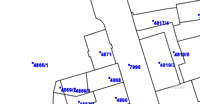 Parcela st. 4871 v KÚ Prostějov, Katastrální mapa