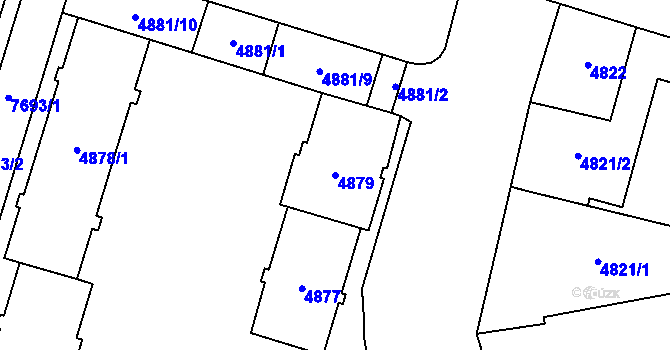 Parcela st. 4879 v KÚ Prostějov, Katastrální mapa