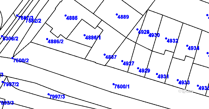 Parcela st. 4887 v KÚ Prostějov, Katastrální mapa