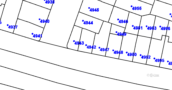 Parcela st. 4942 v KÚ Prostějov, Katastrální mapa