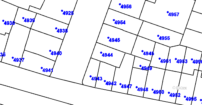 Parcela st. 4944 v KÚ Prostějov, Katastrální mapa