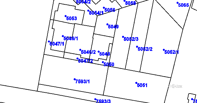 Parcela st. 5048 v KÚ Prostějov, Katastrální mapa