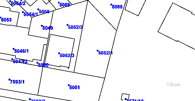 Parcela st. 5052/1 v KÚ Prostějov, Katastrální mapa