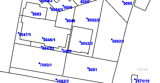 Parcela st. 5052/3 v KÚ Prostějov, Katastrální mapa