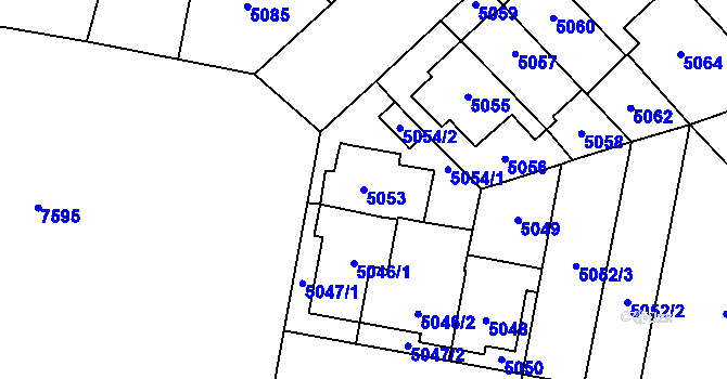 Parcela st. 5053 v KÚ Prostějov, Katastrální mapa