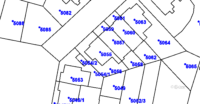 Parcela st. 5055 v KÚ Prostějov, Katastrální mapa