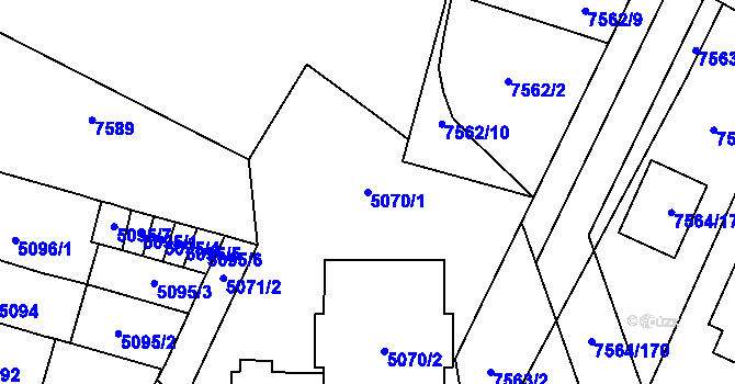 Parcela st. 5070/1 v KÚ Prostějov, Katastrální mapa