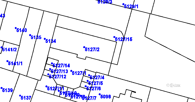 Parcela st. 5127/3 v KÚ Prostějov, Katastrální mapa