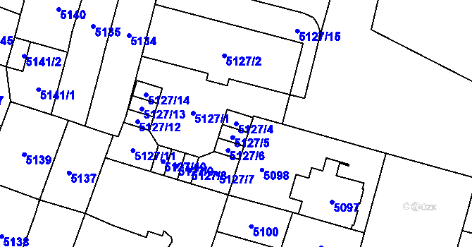 Parcela st. 5127/4 v KÚ Prostějov, Katastrální mapa