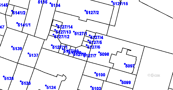 Parcela st. 5127/6 v KÚ Prostějov, Katastrální mapa