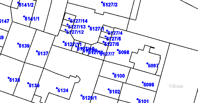 Parcela st. 5127/7 v KÚ Prostějov, Katastrální mapa