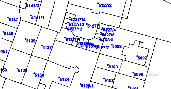 Parcela st. 5127/8 v KÚ Prostějov, Katastrální mapa