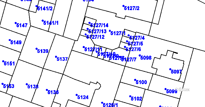 Parcela st. 5127/9 v KÚ Prostějov, Katastrální mapa
