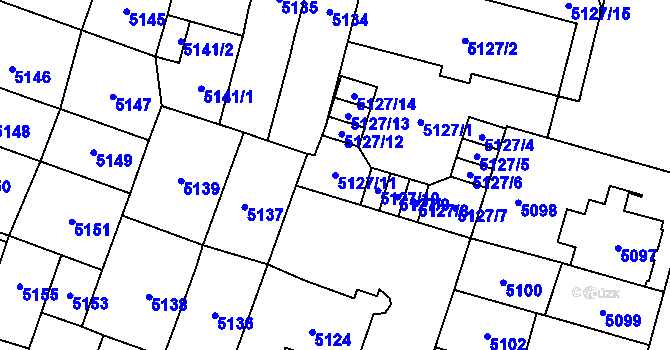 Parcela st. 5127/11 v KÚ Prostějov, Katastrální mapa