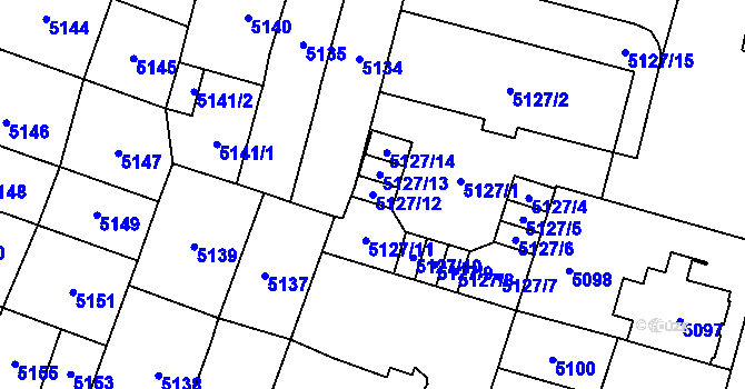 Parcela st. 5127/12 v KÚ Prostějov, Katastrální mapa