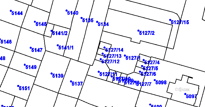 Parcela st. 5127/13 v KÚ Prostějov, Katastrální mapa