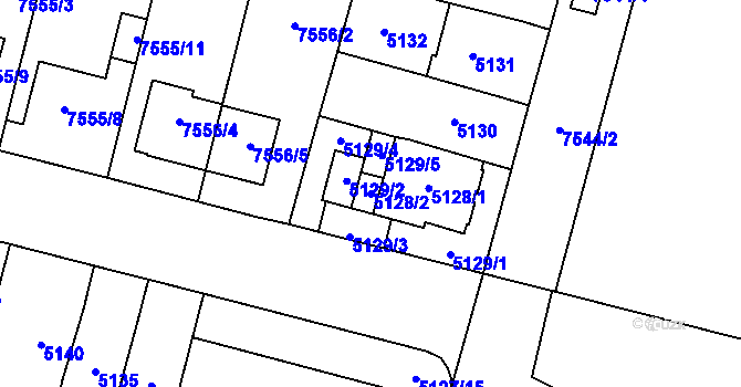 Parcela st. 5128/2 v KÚ Prostějov, Katastrální mapa