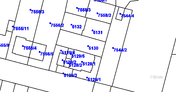 Parcela st. 5130 v KÚ Prostějov, Katastrální mapa