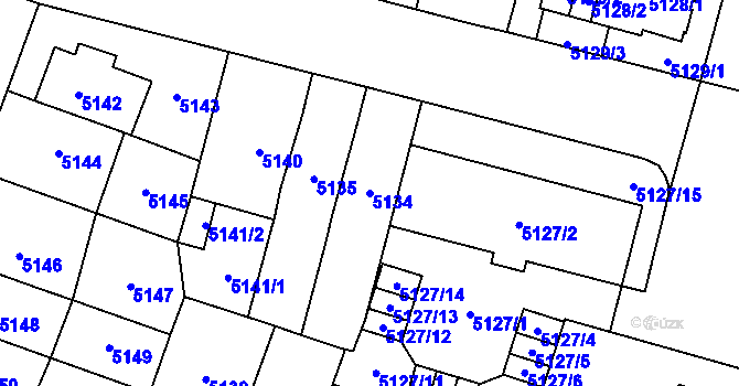 Parcela st. 5134 v KÚ Prostějov, Katastrální mapa