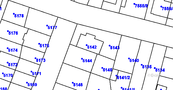 Parcela st. 5142 v KÚ Prostějov, Katastrální mapa
