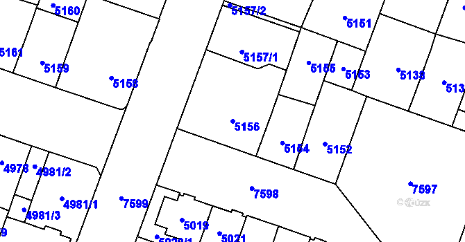 Parcela st. 5156 v KÚ Prostějov, Katastrální mapa