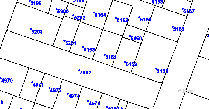 Parcela st. 5161 v KÚ Prostějov, Katastrální mapa