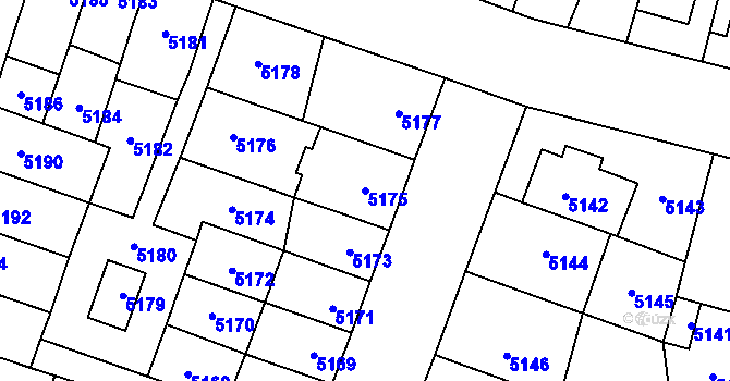 Parcela st. 5175 v KÚ Prostějov, Katastrální mapa