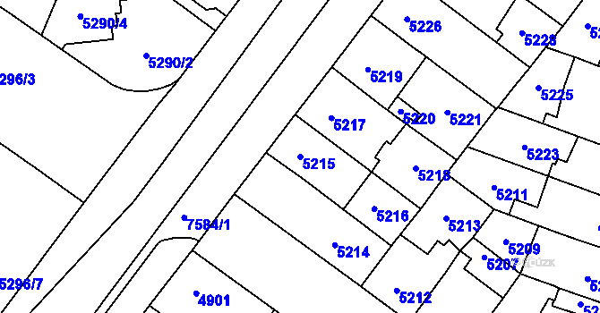 Parcela st. 5215 v KÚ Prostějov, Katastrální mapa
