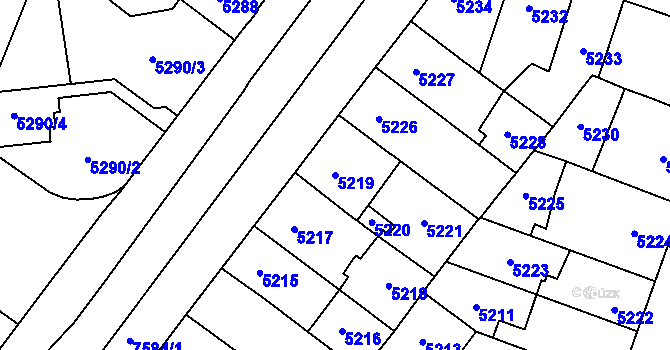 Parcela st. 5219 v KÚ Prostějov, Katastrální mapa