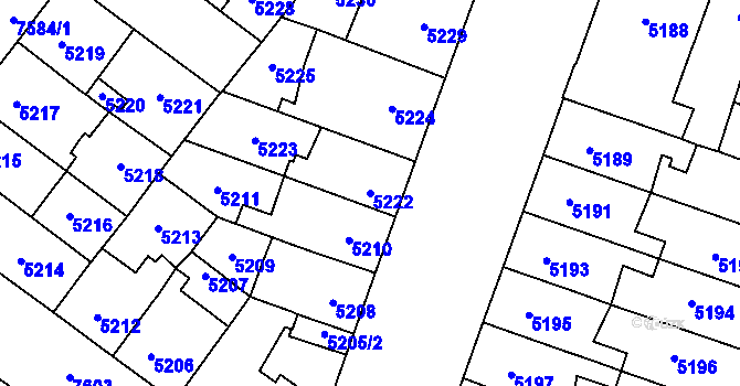 Parcela st. 5222 v KÚ Prostějov, Katastrální mapa