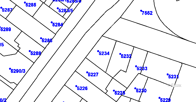Parcela st. 5234 v KÚ Prostějov, Katastrální mapa