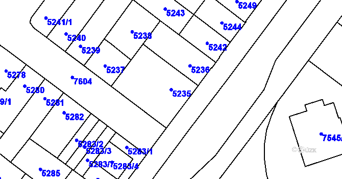 Parcela st. 5235 v KÚ Prostějov, Katastrální mapa