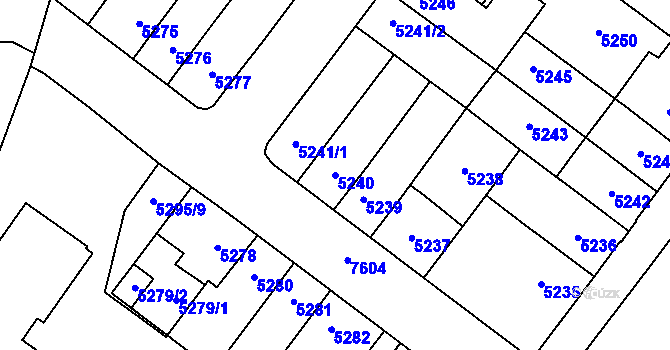 Parcela st. 5240 v KÚ Prostějov, Katastrální mapa