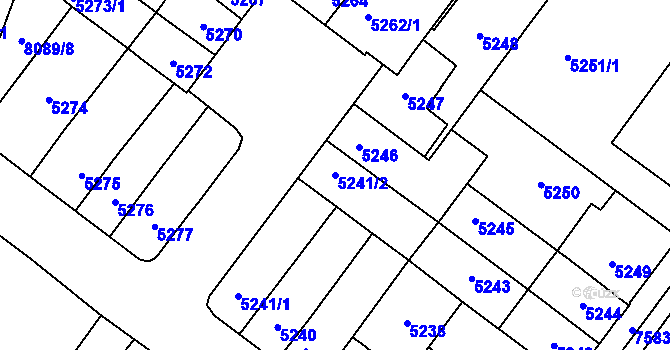 Parcela st. 5241/2 v KÚ Prostějov, Katastrální mapa