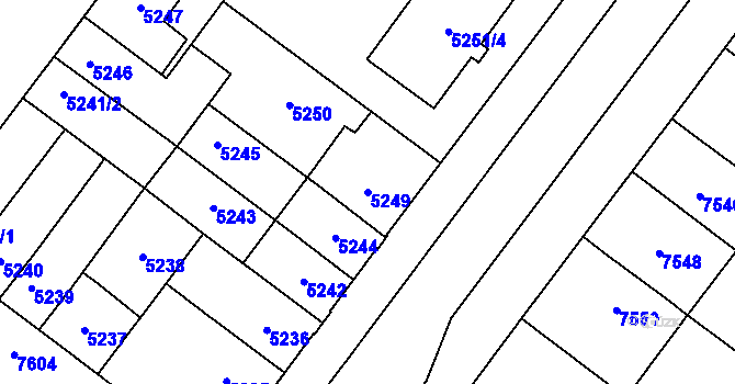 Parcela st. 5249 v KÚ Prostějov, Katastrální mapa