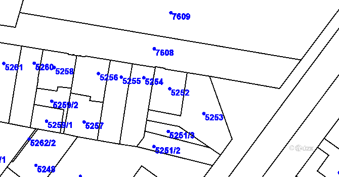 Parcela st. 5252 v KÚ Prostějov, Katastrální mapa