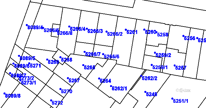Parcela st. 5266/6 v KÚ Prostějov, Katastrální mapa