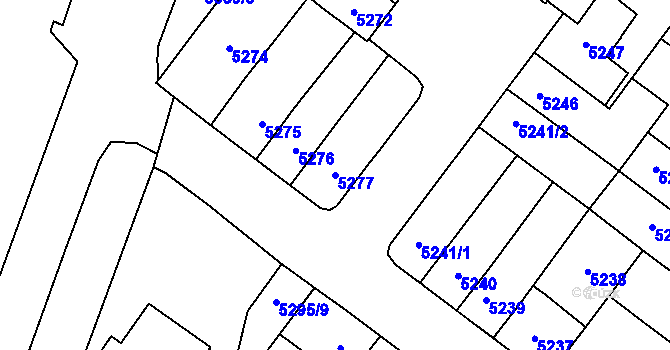 Parcela st. 5277 v KÚ Prostějov, Katastrální mapa