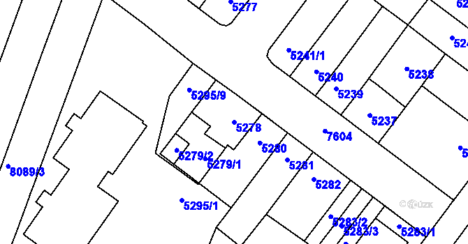 Parcela st. 5278 v KÚ Prostějov, Katastrální mapa