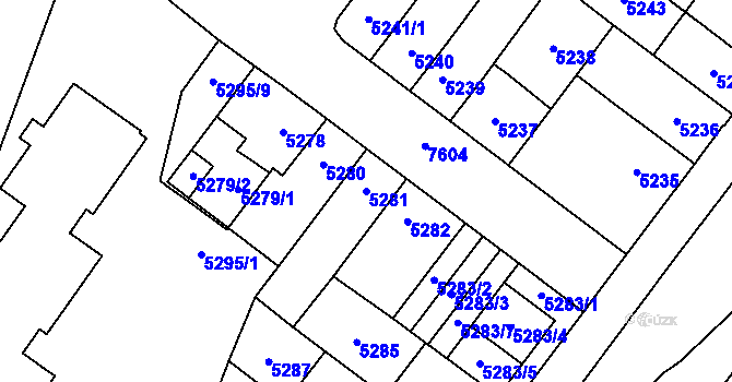 Parcela st. 5281 v KÚ Prostějov, Katastrální mapa