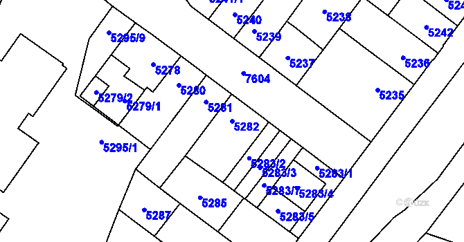Parcela st. 5282 v KÚ Prostějov, Katastrální mapa